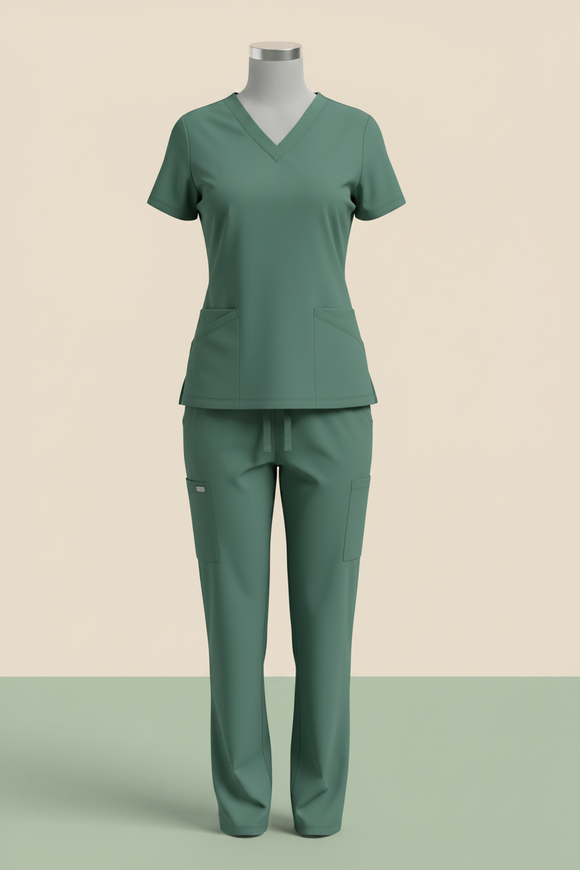 Hunter Green tailored scrub set